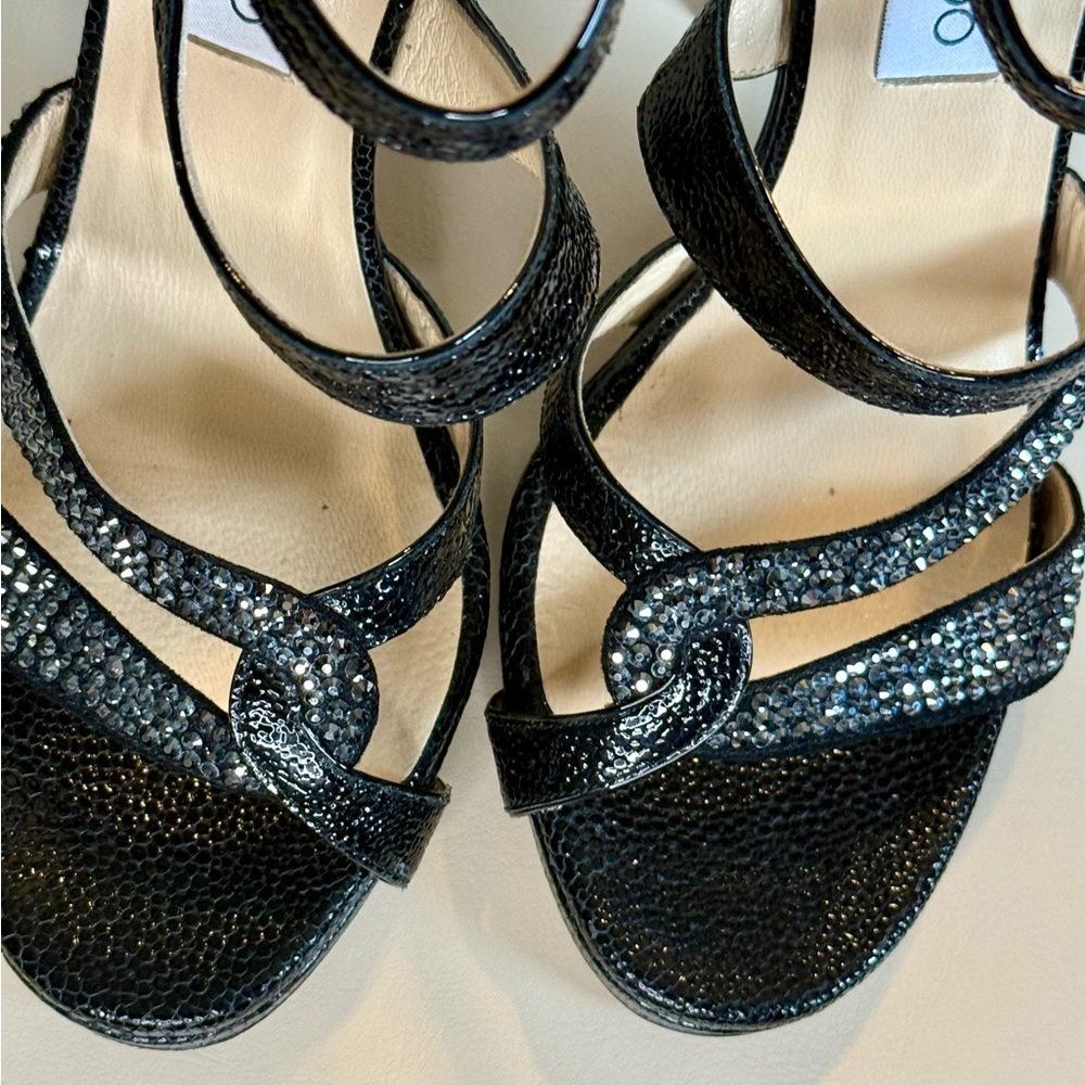 Jimmy Choo Black Crystal Strappy Stiletto Sandals - Picture 8 of 9
